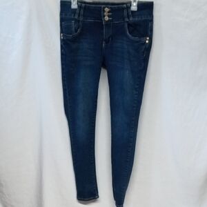Indigo Blue Skinny Mid rise Jeans with Stretch and Tapered Fit